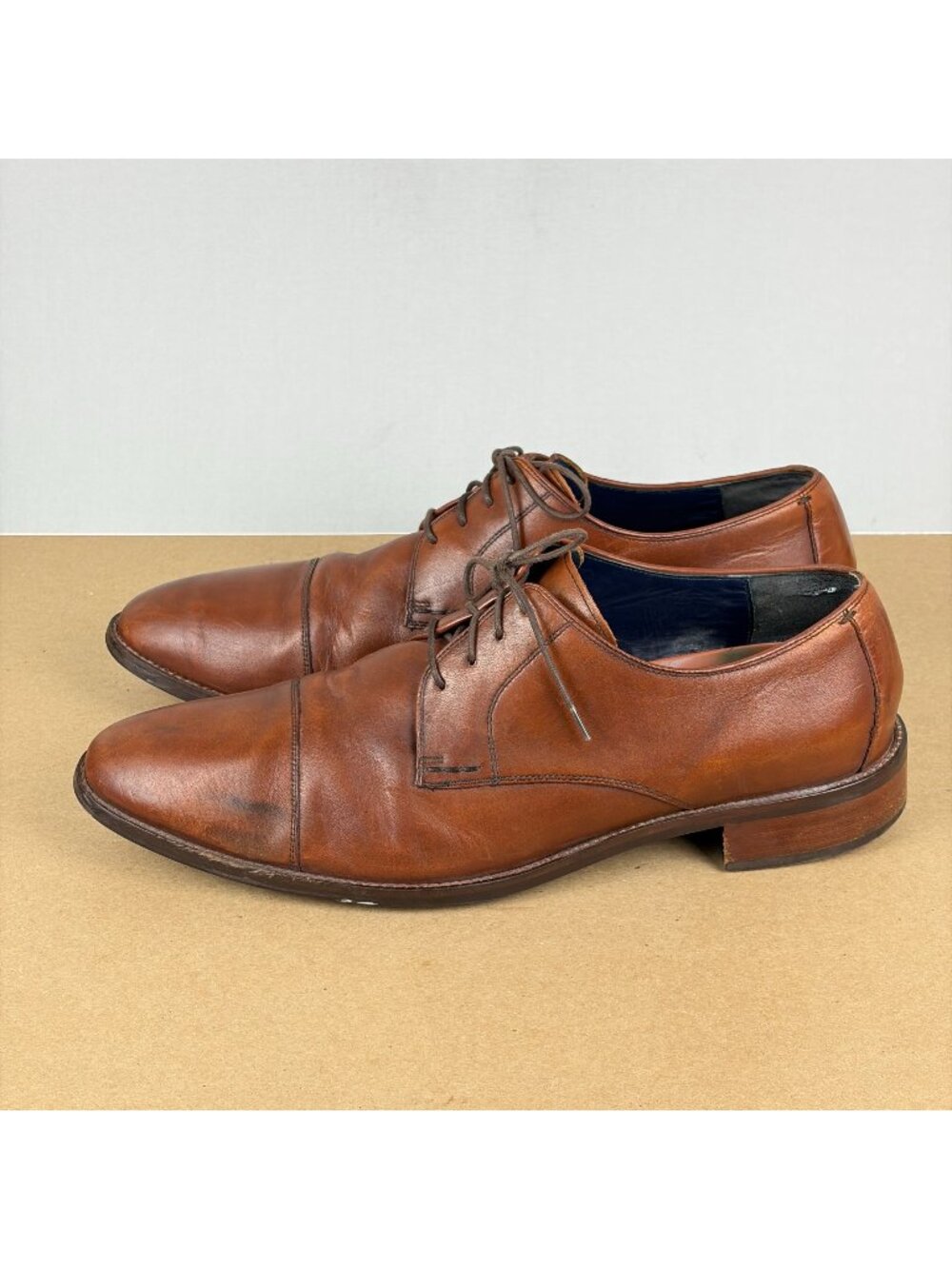 Cole Haan Grand.OS Lenox Hill Cap Toe Leather Shoes Mens 15 Brown Oxford Lace Up